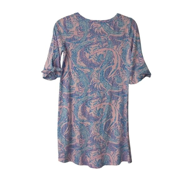 Lilly Pulitzer XS Pink/Blue Print Cotton Dress With 3/4 Sleeves & Knot Details - Picture 5 of 8